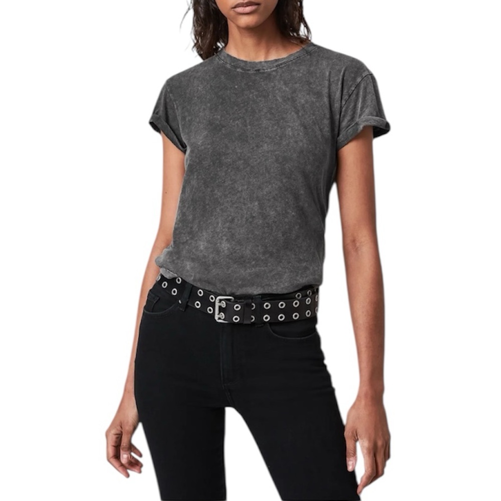 AllSaints Anna Acid-Washed Crewneck Cotton T-shirt